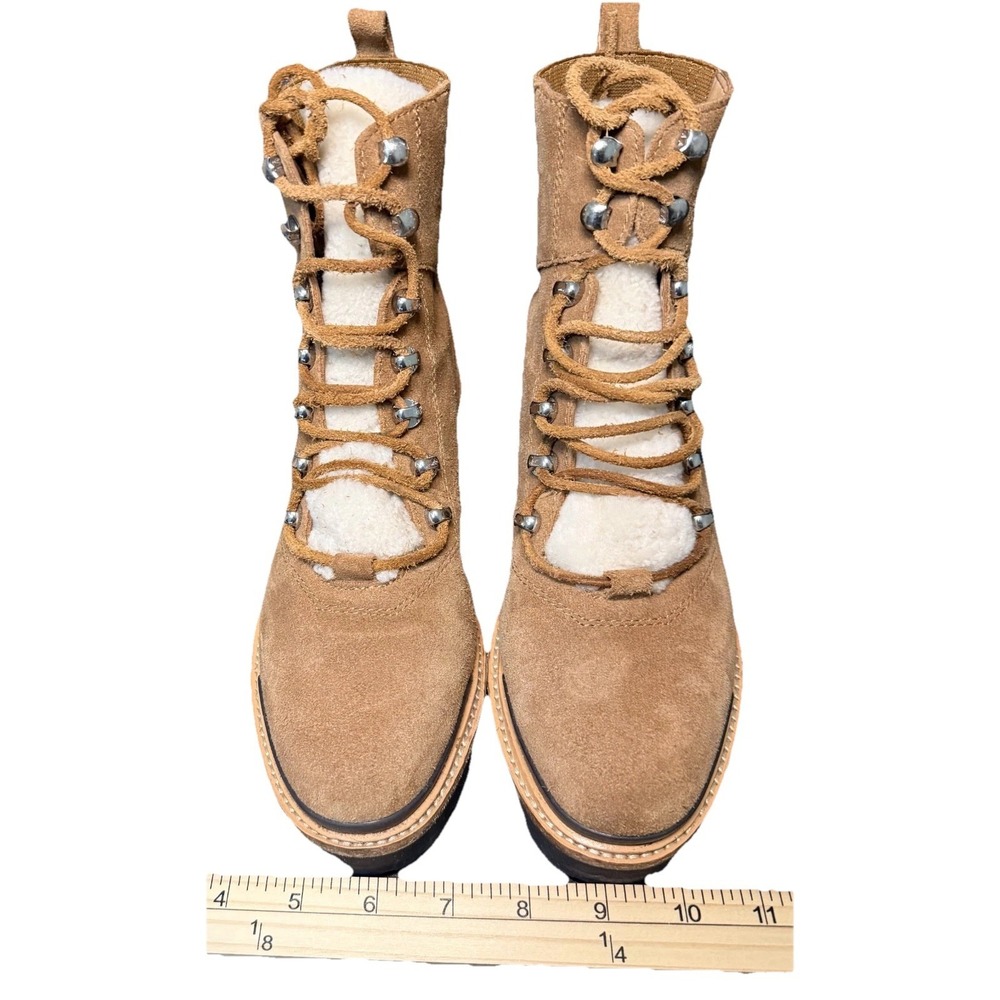 Marc Fisher LTD Mlizzie Real Suede/Shearling Lace-Up Boots – Women's 7 / EU 38.5
